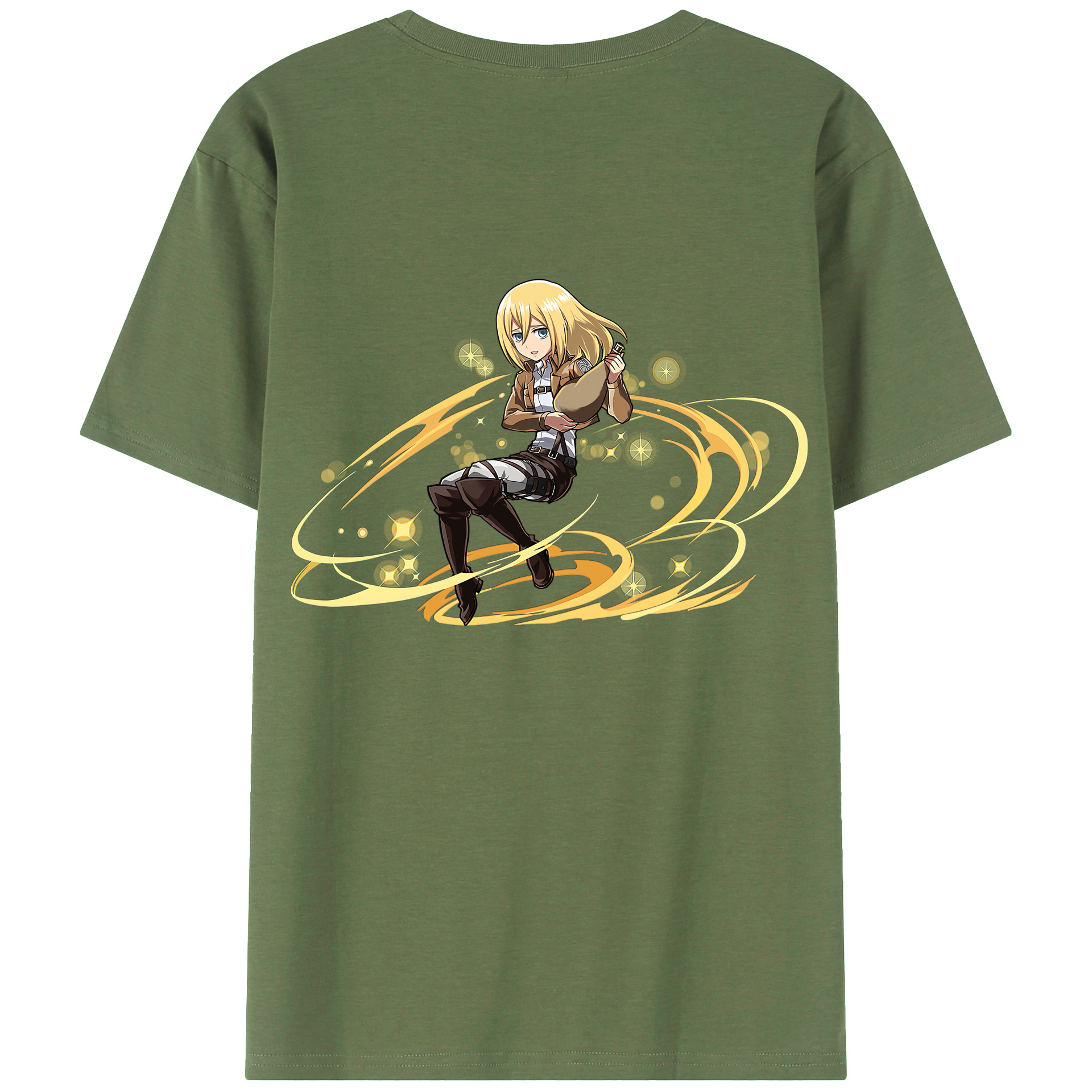 （画像用） 進撃の巨人 クリスタ·レンズ Attack on Titan Christa Lenz 綿100％ メンズ半袖Tシャツ（バックプリント） 通気性